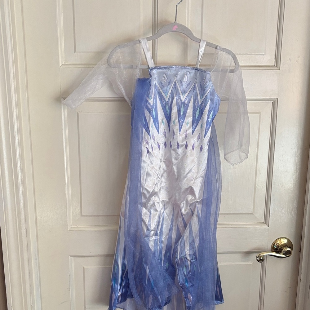 Blue and Silver frozen Kids Costume Dress with sandals